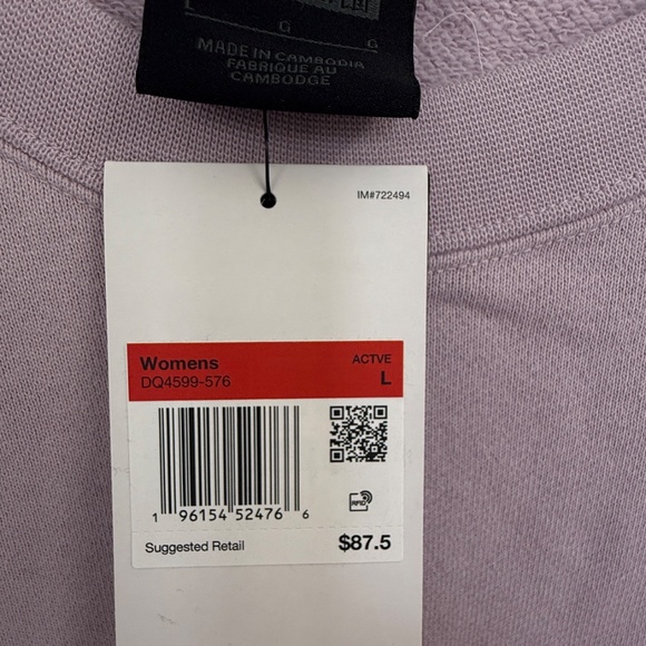 Women's Jordan Flight Fleece Crewneck Oversized Large NWT Purple - Picture 7 of 10